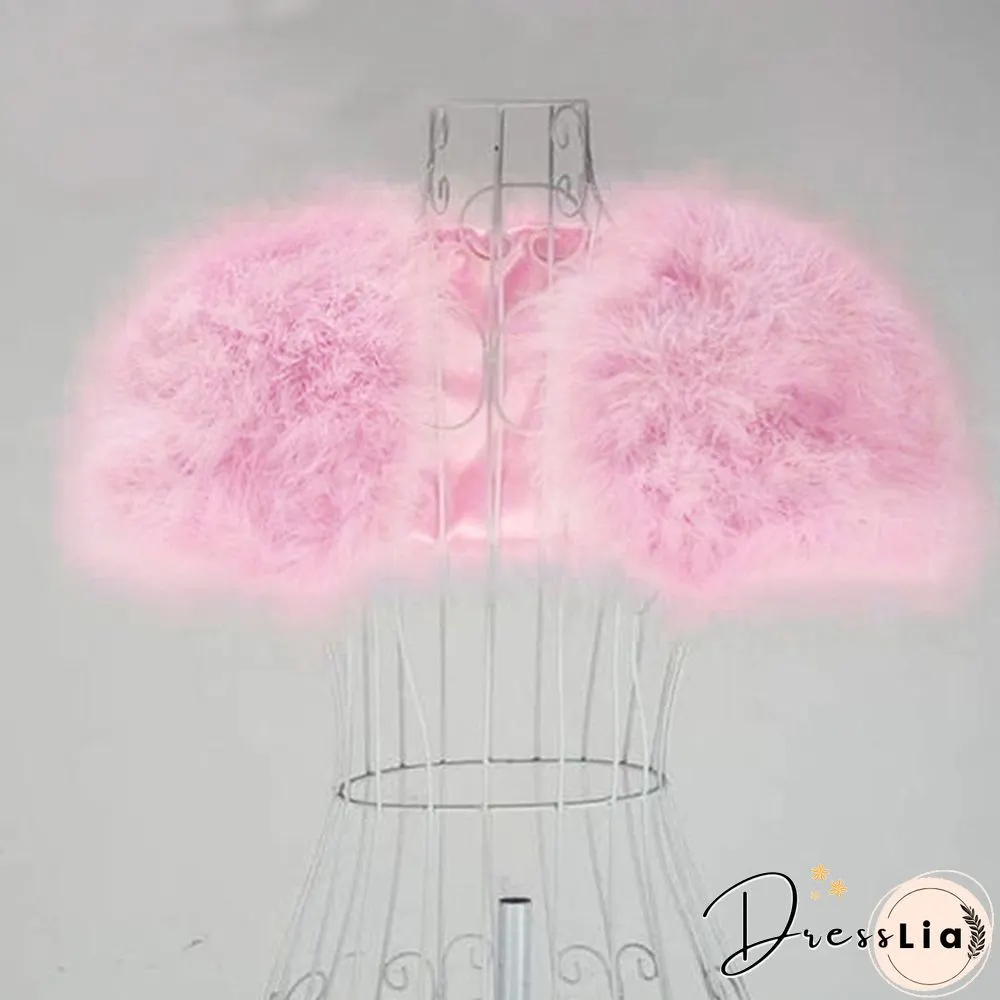 Wedding High Qualtity Real Ostrich Feather Fur Coat Shrug Jacket Colorful