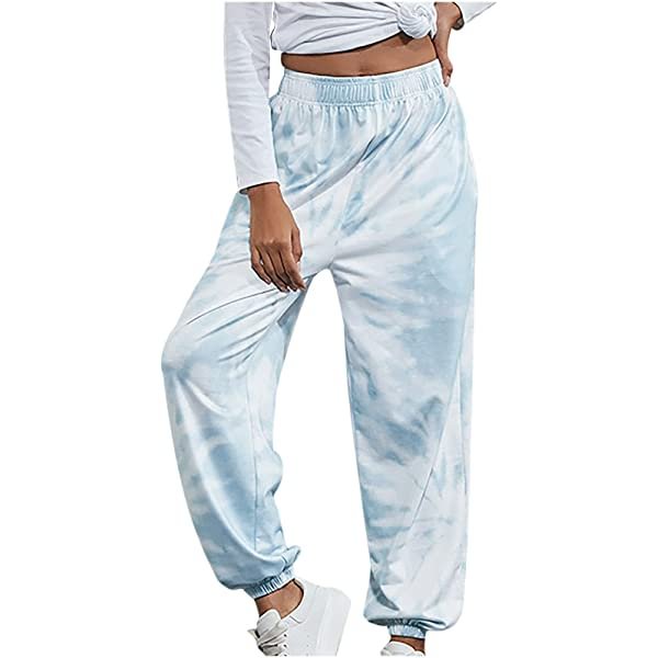 Women's Fall Cinch Bottom Sweatpants Tie Dye High Waisted Joggers Pants Athletic Workout Lounge Bottoms Soft Casual Trousers
