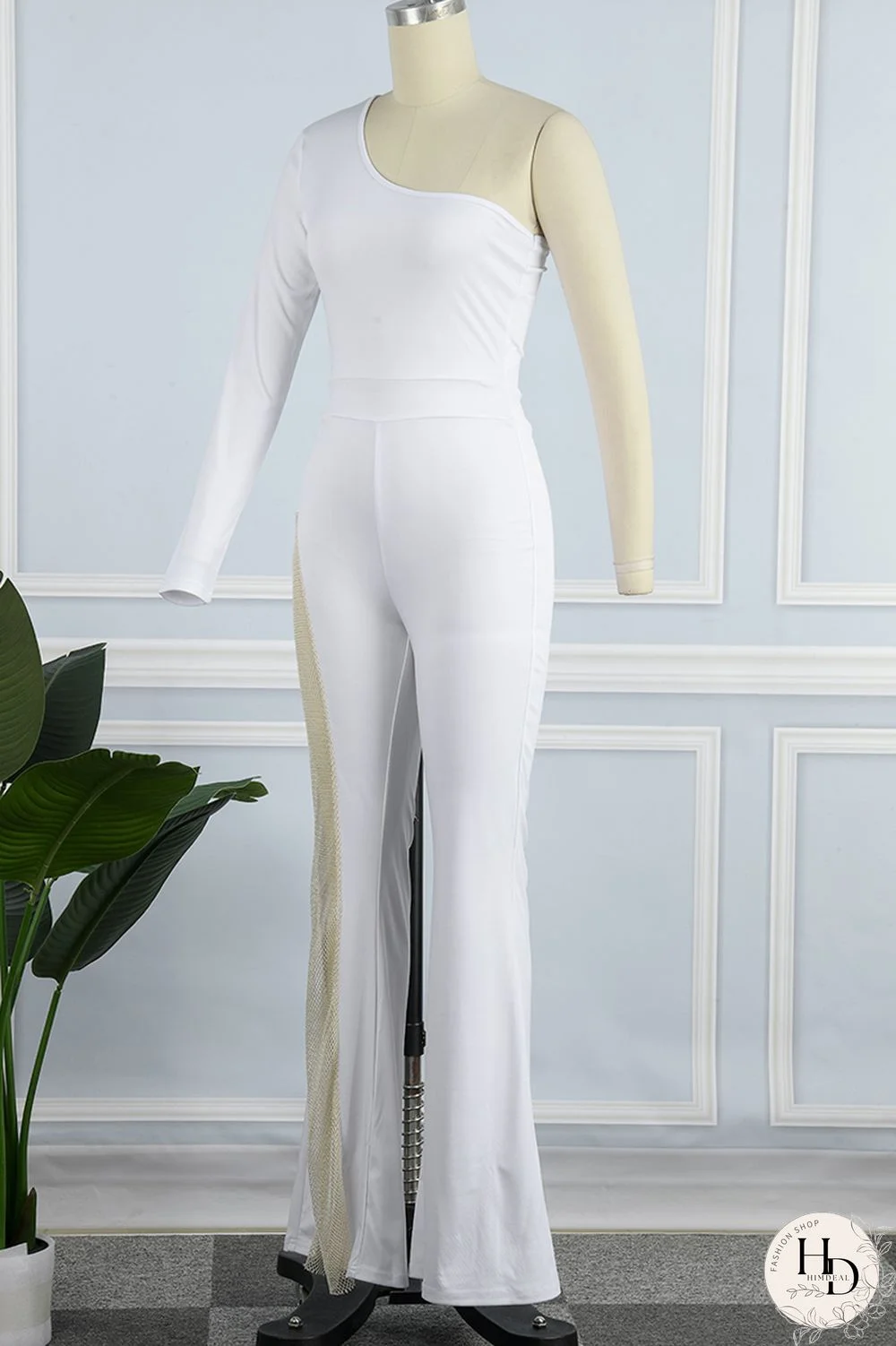 Black Sexy Casual Solid Patchwork Backless Oblique Collar Skinny Jumpsuits