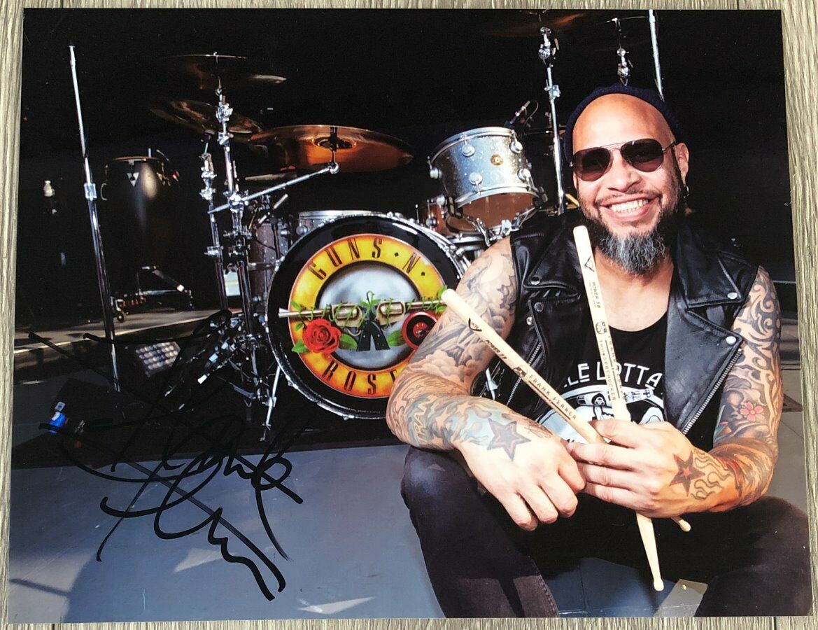 FRANK FERRER SIGNED AUTOGRAPH GUNS N ROSES DRUMMER 8x10 Photo Poster painting B w/PROOF