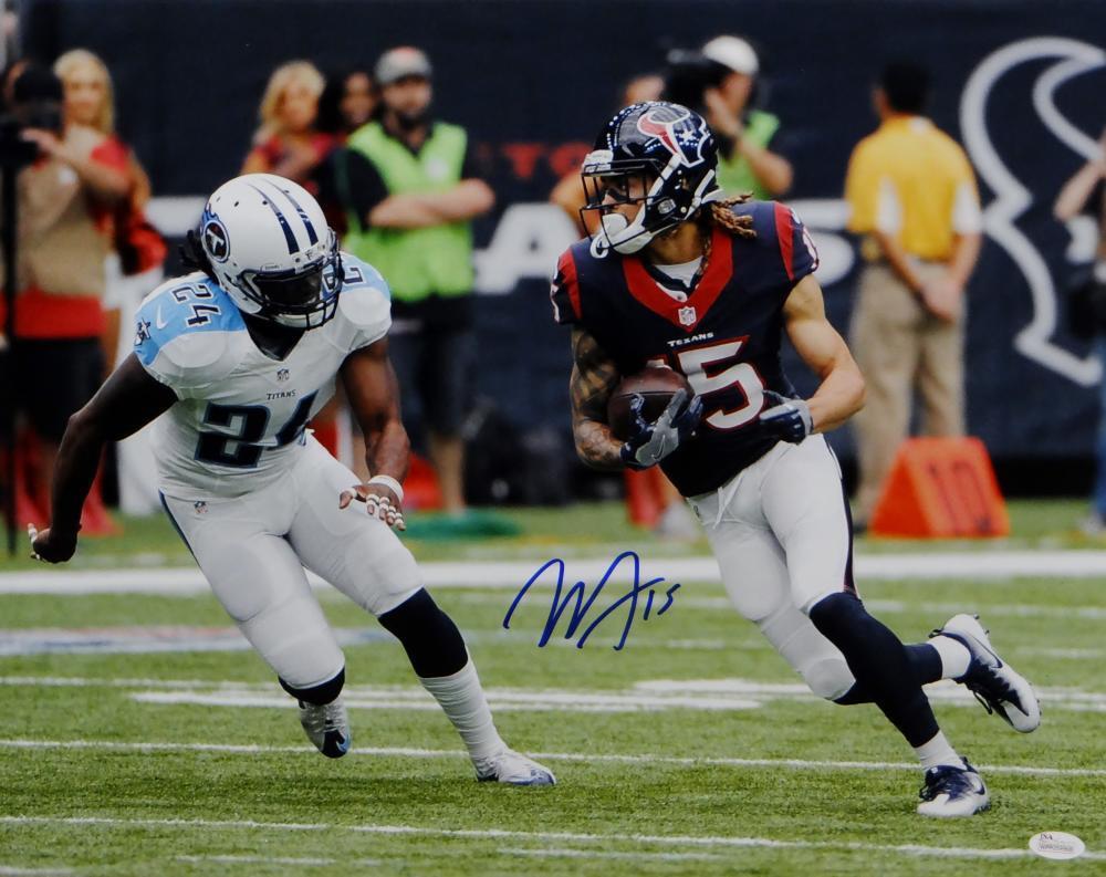 Will Fuller Autographed Texans 16x20 Running vs Titans Photo Poster painting- JSA W Auth *Blue