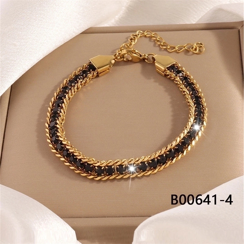 Modern Style Classic Style Irregular 304 Stainless Steel K Gold Plated Zircon Bracelets In Bulk