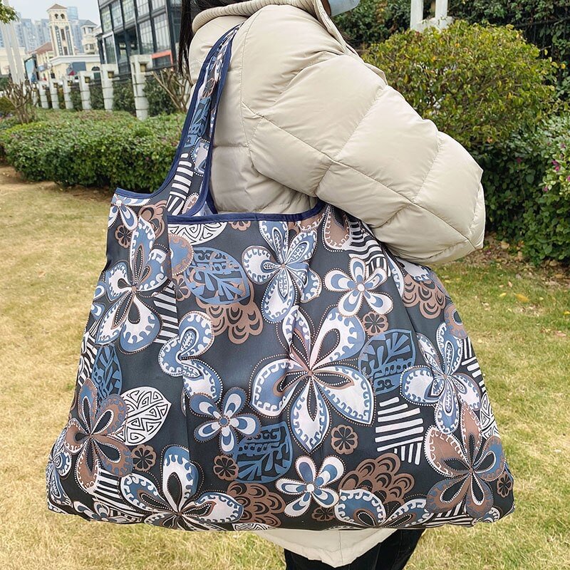 Large Size Reusable Shopping Bag Grocery Bag Oxford Cloth Environmental Protection Bag Travel Shoulder Bag Lady's Tote Bag