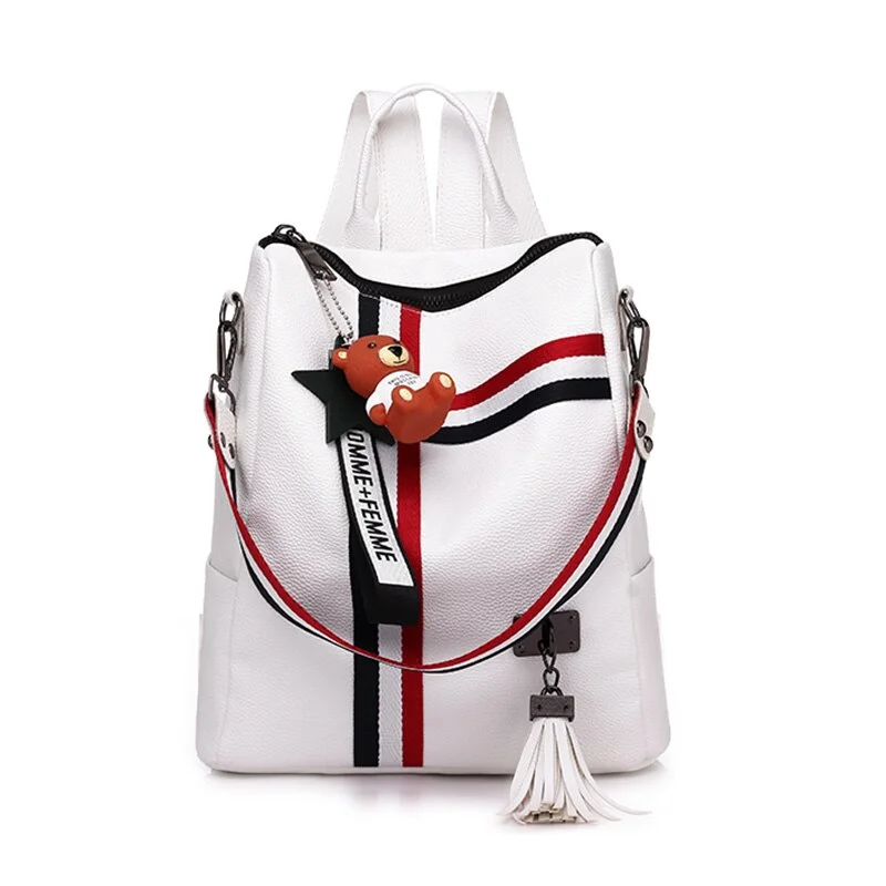2018 new retro fashion zipper ladies backpack leather high quality school bag shoulder bag for youth bags leather Tassel