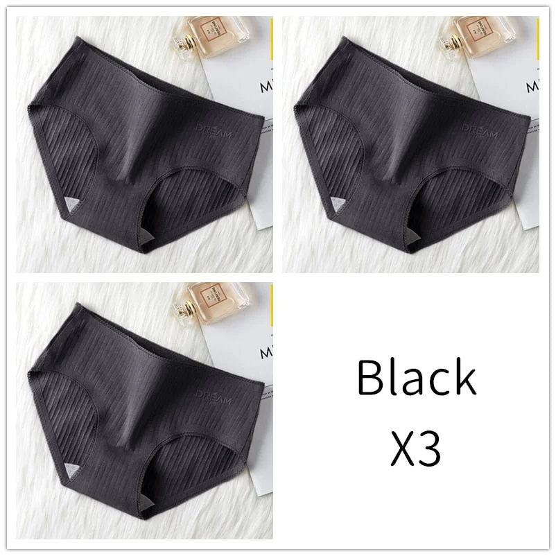 3Pcs Women Panties Lace Cotton Underwear Girls Mid Waist Briefs Lady Cute Sexy Lingerie Intimates Breathable Underpants Female