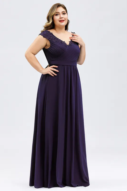 purple chiffon dress plus size Zapaka Women Sparkly Purple Plus Size Sequined Cocktail Dress Chiffon Round Neck Party Dress ZAPAKA