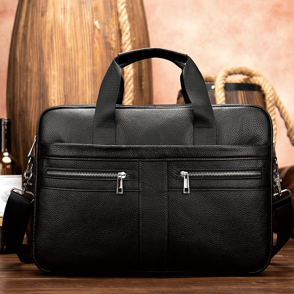 Men's genuine leather men's business bag 14 inch computer bag portable shoulder bag