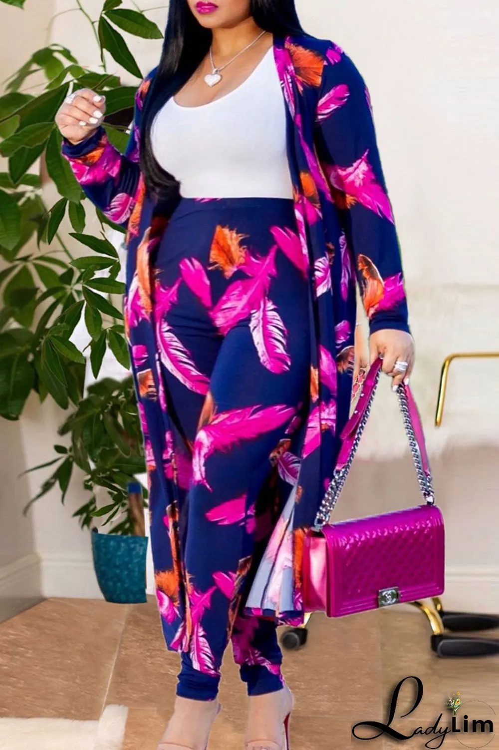 Camouflage Fashion Casual Street Vacation Print Printing cardigan Plus Size Two Pieces