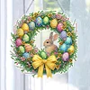 (US Only)Easter Wreath Theme 2D Flat DIY Rabbit Diamond Art Pendant Door Home Decoration