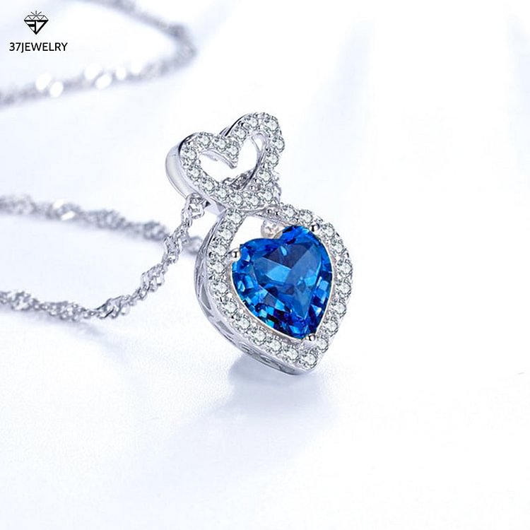 For Mother-in-law - S925 Thank You for Being An Awesome Mother-in-law Blue Heart Crystal Necklace