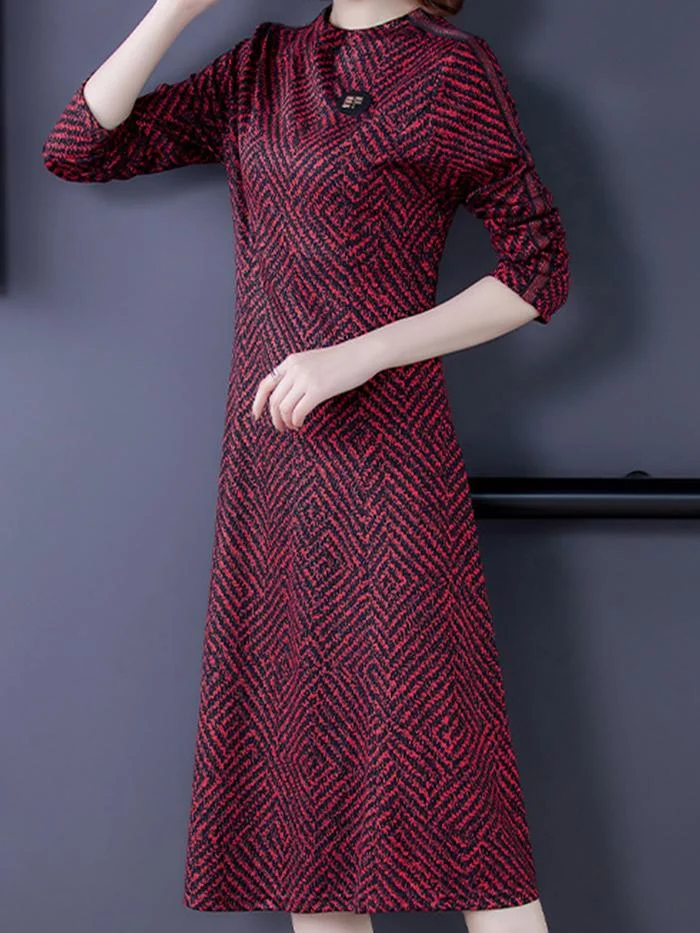 Fashion Long Plus Velvet Thick Red Dress