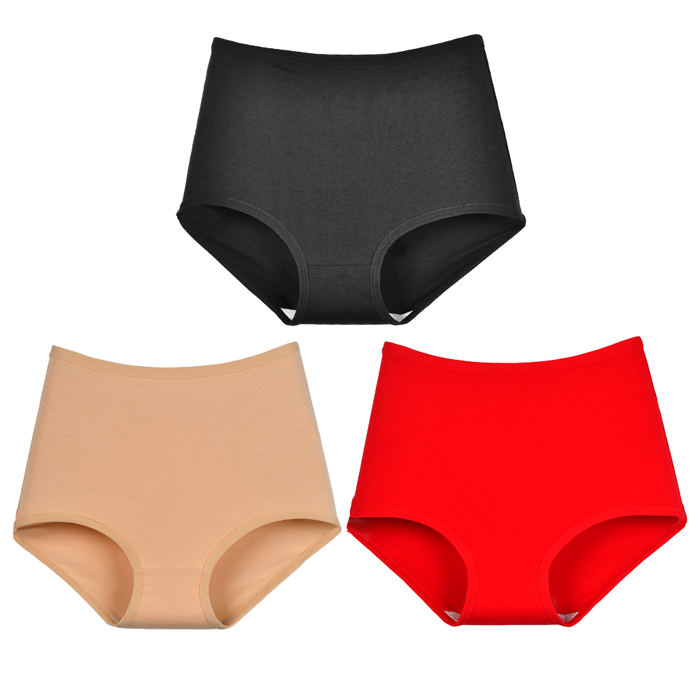 Xinkeke 3Pcs Women Cotton High Waist Panties Breathable Briefs  Plus Size Lingerie Seamless Ladies Panty Underpants Oversize Underwear
