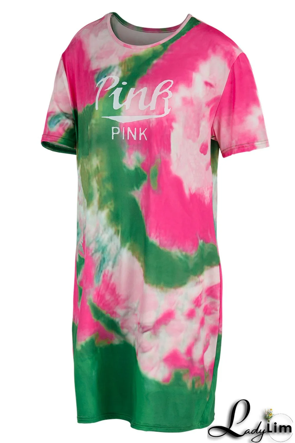 Purple Fashion Casual Letter Print Tie-dye O Neck Short Sleeve Dress Dresses