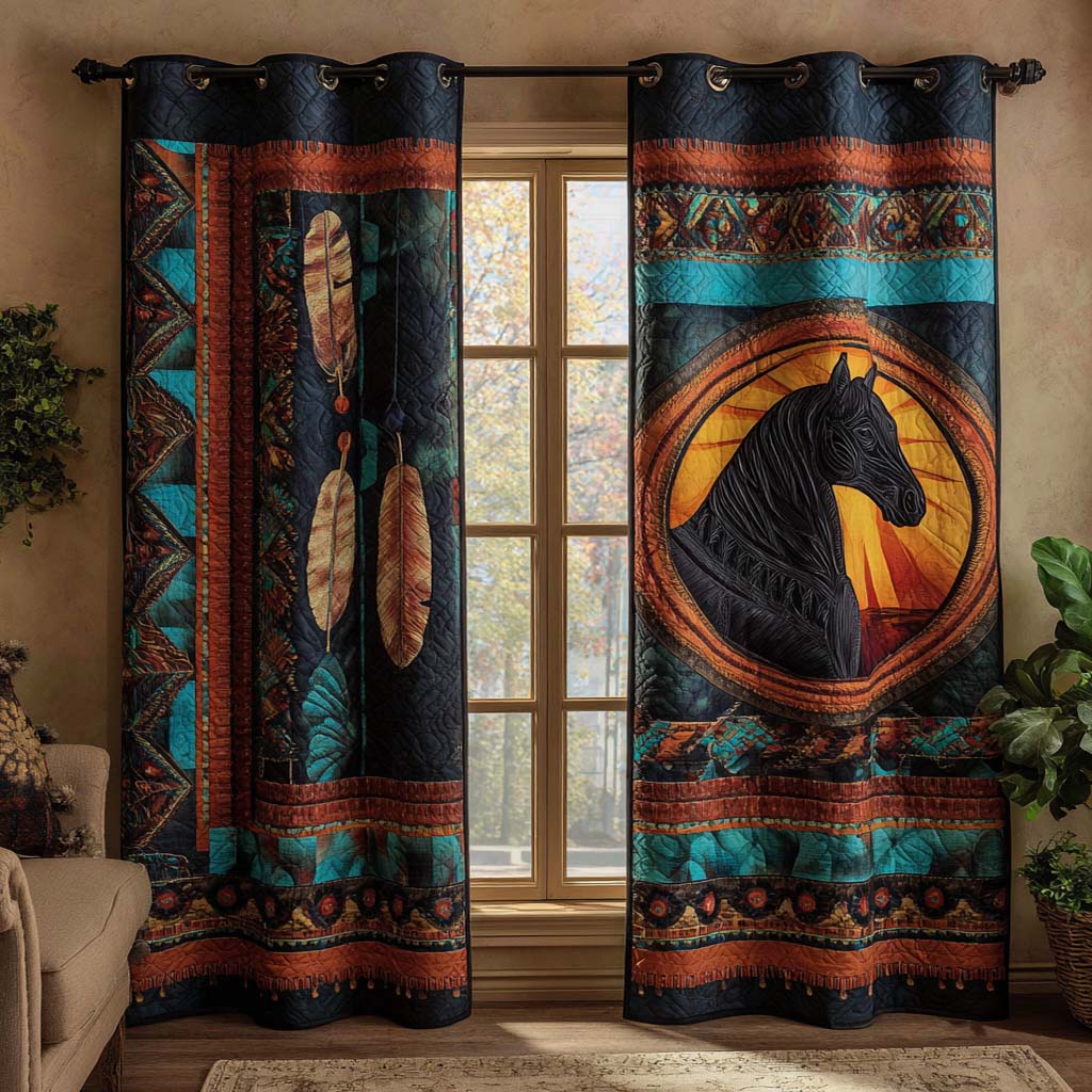 Cosmic Stallion Spirit Printed Quilted  Curtains NCU0XD1883