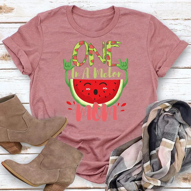 One in a Melon mom Funny Fruit T-shirt Tee -02546-Annaletters