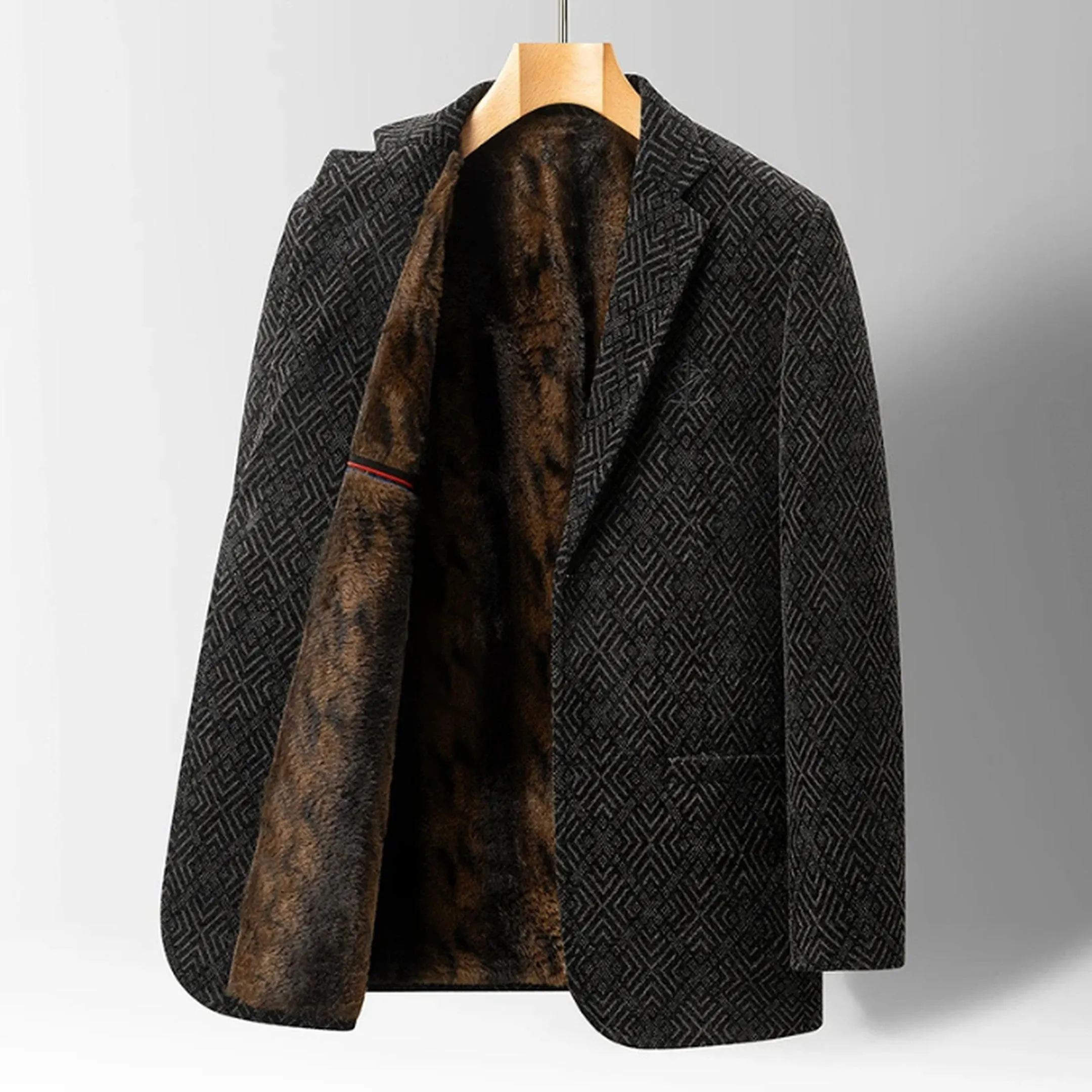 Men's Wool Coat &ndash; Faux-Fur Lined Tailored Winter Coat