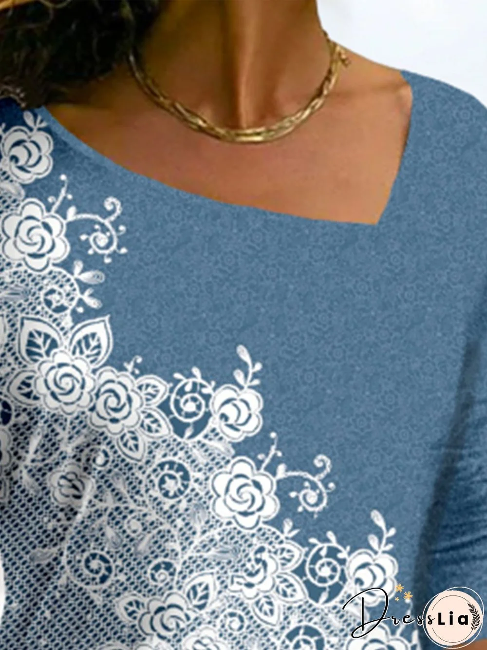 Casual Floral Autumn Micro-Elasticity Daily Best Sell Asymmetrical Long sleeve Regular Size T-shirt for Women