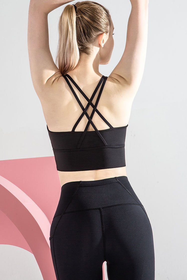 Naked Feel Cross Back Crop Top Sports Bra-elleschic