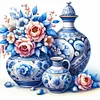 Blue And White Porcelain And Flowers-11CT Stamped Cross Stitch 40*40cm/15.75*15.75in