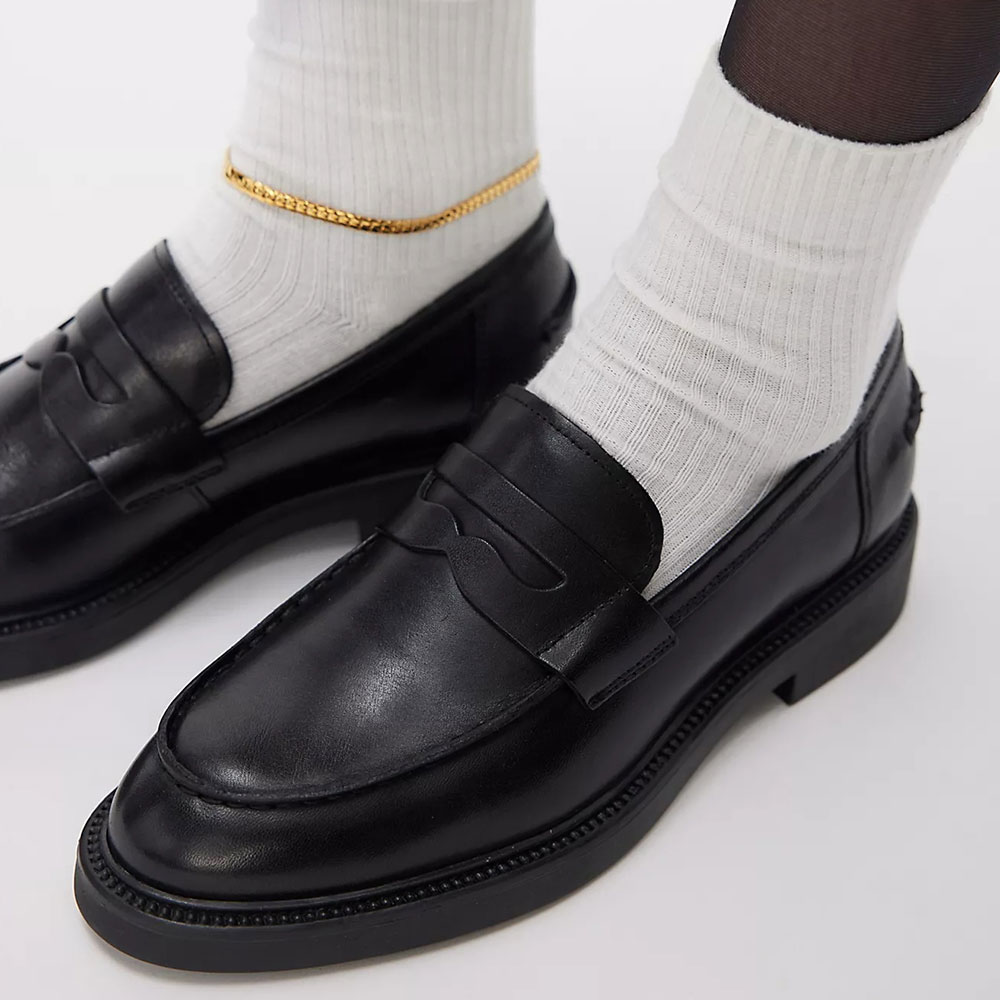 Classic Black Round Toe Slip On Flat Penny Loafers Women Nicepairs