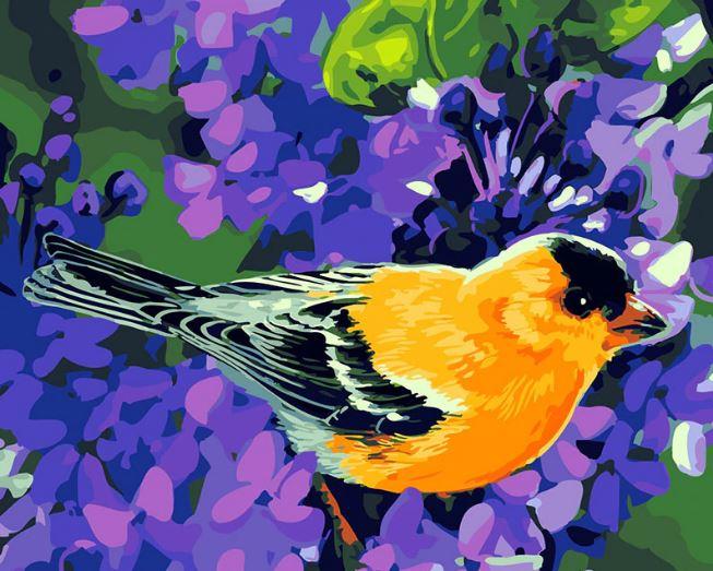 

Yellow Bird Purple Flowers – Paint By Numbers - 40*50CM, 501 Original