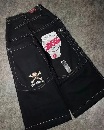 Ueong Trendy Hip-Hop Printed Jeans For Men And Women High Street Tide Brand Casual Loose Straight Wide-Legged Pants