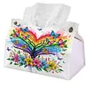 Rainbow Butterfly Tree Diamond Painting Tissue Box Cover DIY Desk Organizer