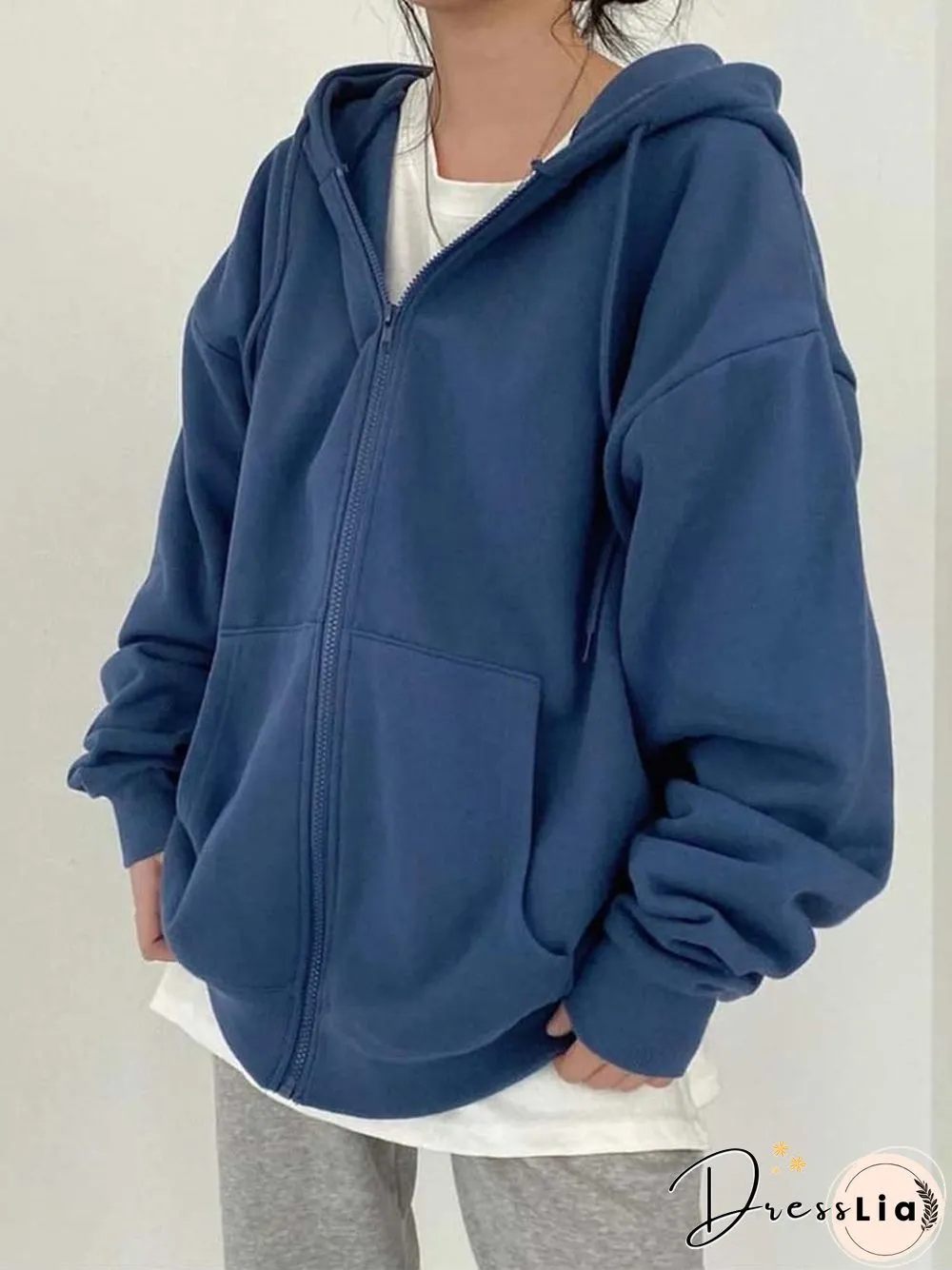 Women Hoodies Harajuku Korean Version Loose Sweatshirts Vintage Solid Color Long Sleeve