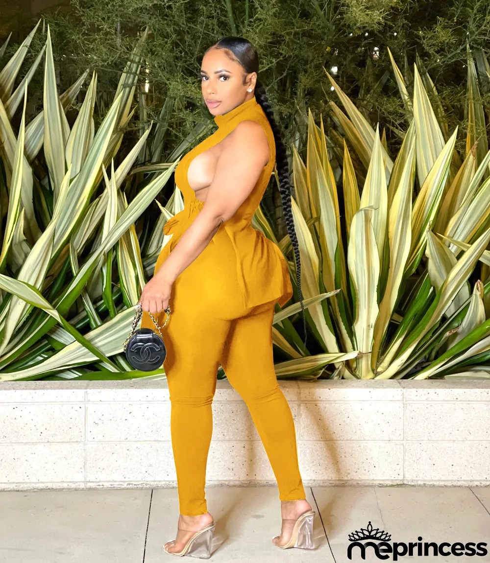 Women's Summer Slit Lace-Up Fashion Printed Two Piece