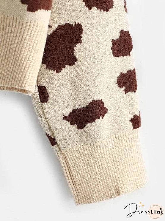 Leopard Animal Print Drop Shoulder Sweater