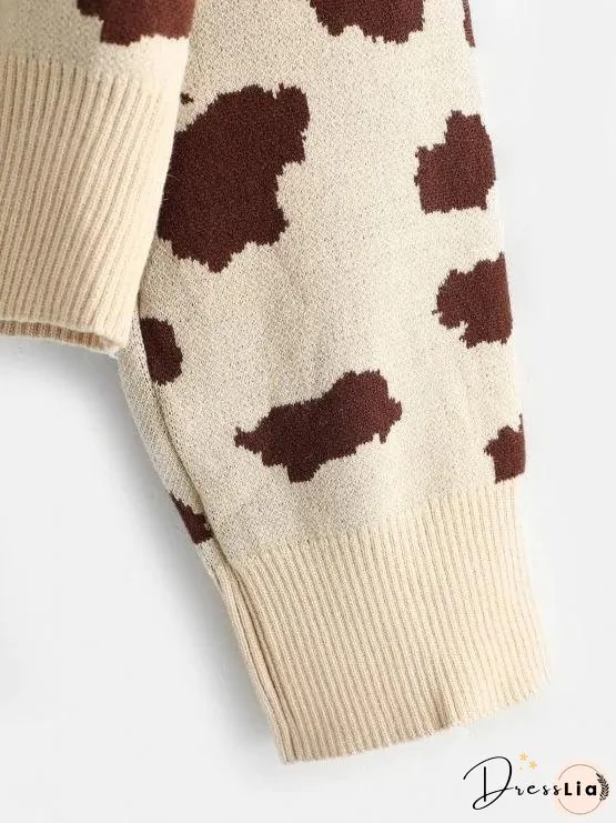 Leopard Animal Print Drop Shoulder Sweater