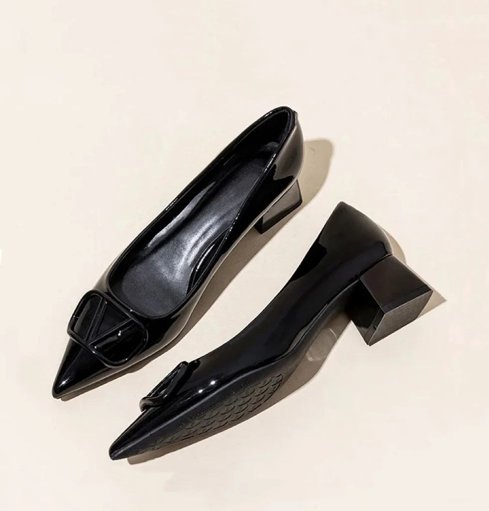 Breakj Breakj Temperament Net Red Fashion Sharp Thick Heel Single Shoes Women 2025 New Shallow-Mouthed Comfortable Career Heel High Heels