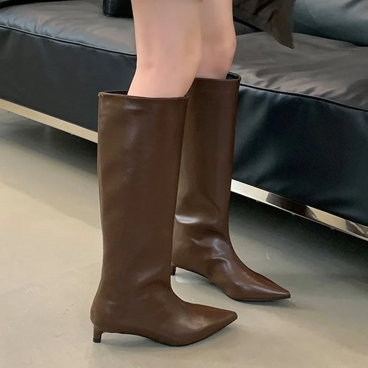 Yyvonne And Winter New Wearing Pointed Wide Boots But Knee-High Cat And Knight Boots Fashion Boots