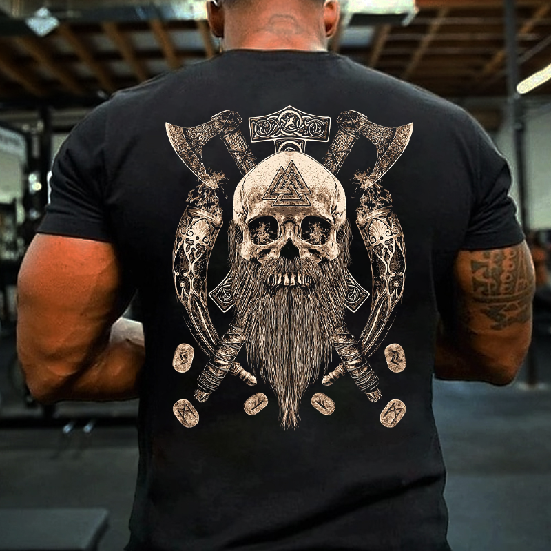 Beard Viking Skull with Horns T-shirt ctolen