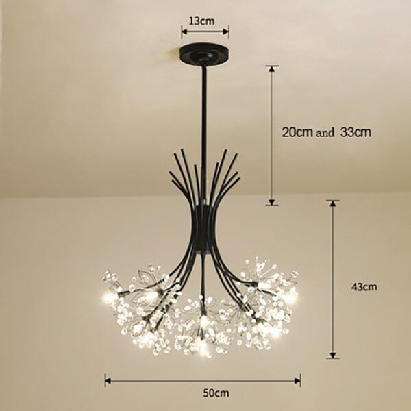 Modern Art Deco LED Crystal Hardware Chandelier Dandelion Golden Hanging Lamps Decorative Light Fixture Lighting Led Home Lights
