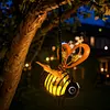 Painted Iron Bee Sculpture Metal Insect Garden Hanging Ornament
