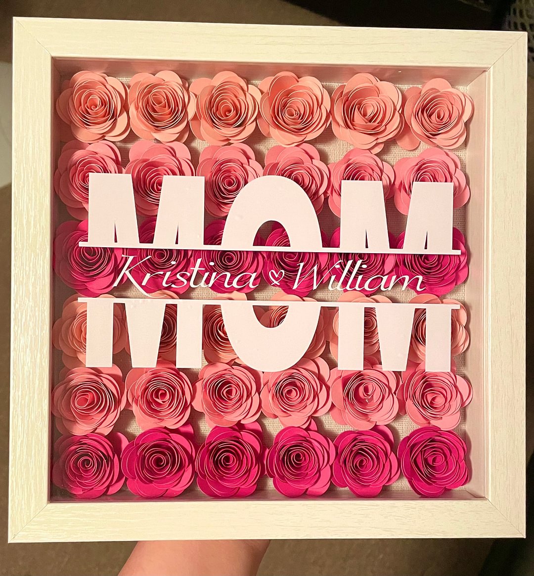 Personalized MOM Paper Flower Box Shadow Box | Mother's Day Gift ...