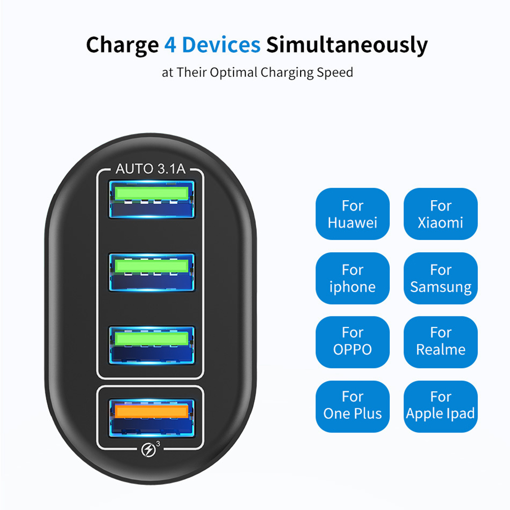 

Quick Charge 3.0 USB Mobile Phone Charger 4 Port Travel Phone Charging, 1-3, 501 Original