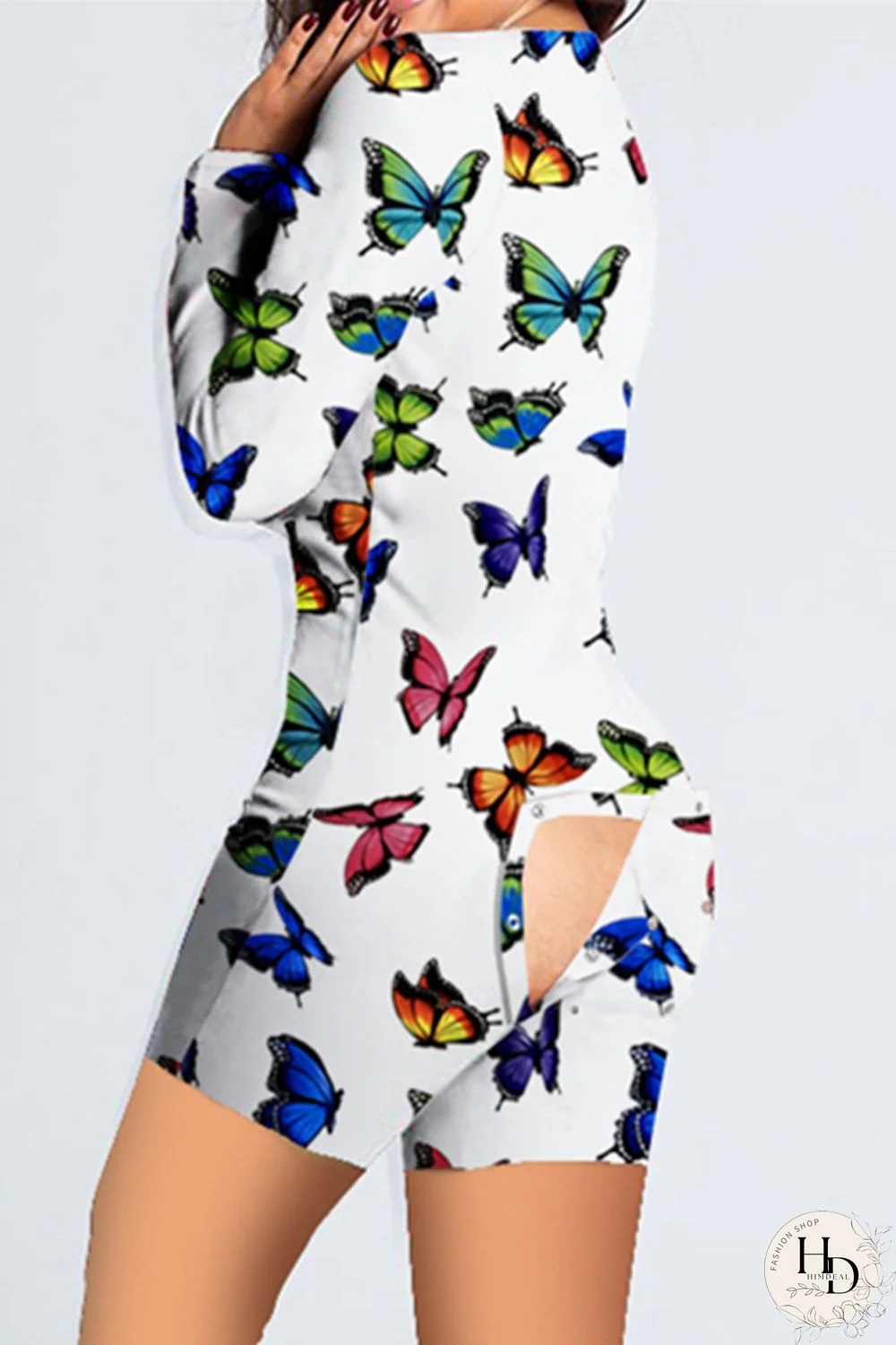 White Casual Living Print Basic V Neck Regular Romper