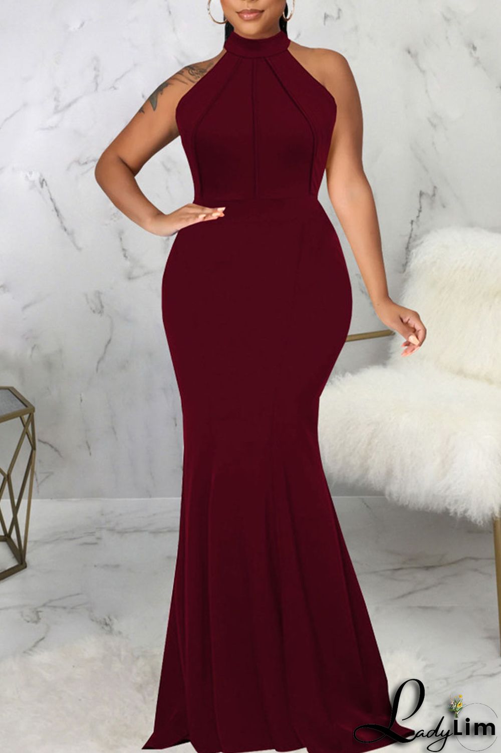 Dark Green Elegant Solid Patchwork Half A Turtleneck Evening Dress Dresses