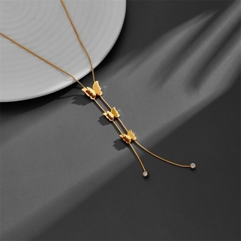 Titanium Steel Minimalist Plating Butterfly Titanium Steel Pendant Necklace