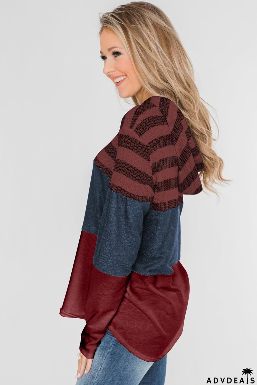 Color Block Drawstring Hoodie