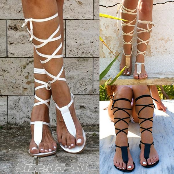 Summer Women New Flat Bottom Non Slip Leg Ring Sandals Flip Flop Women Beach Sandals Slippers - BlackFridayBuys