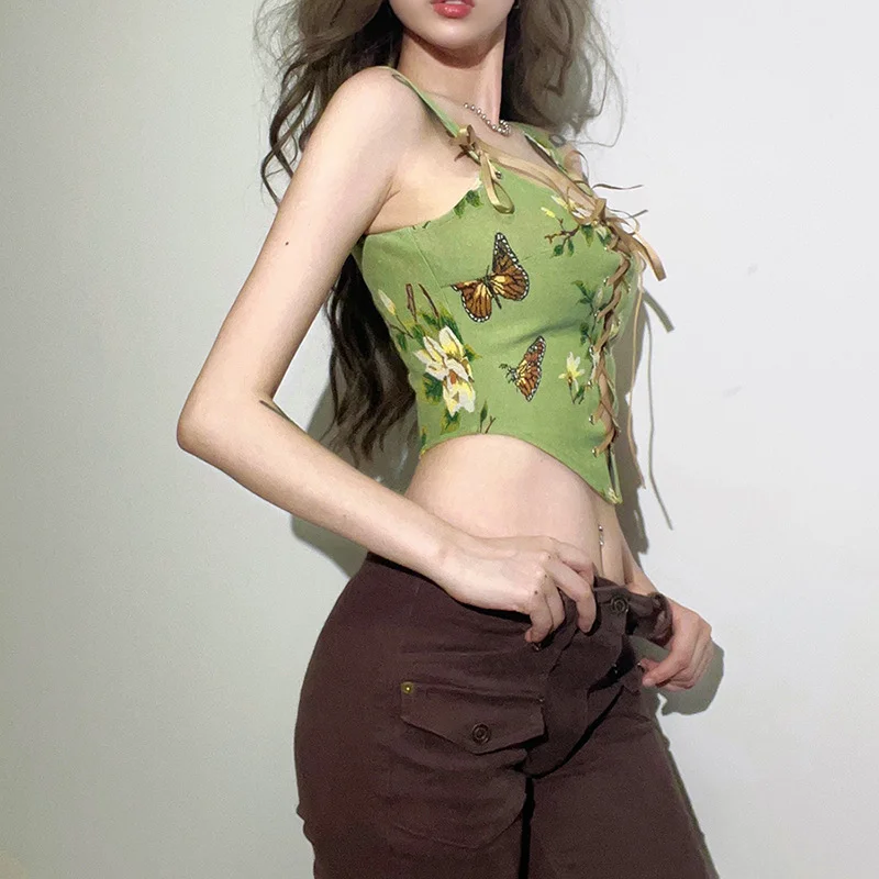 Uveng Autumn 2022 Fashion Trend Women's New Sling Square Collar Strapped Small Vest