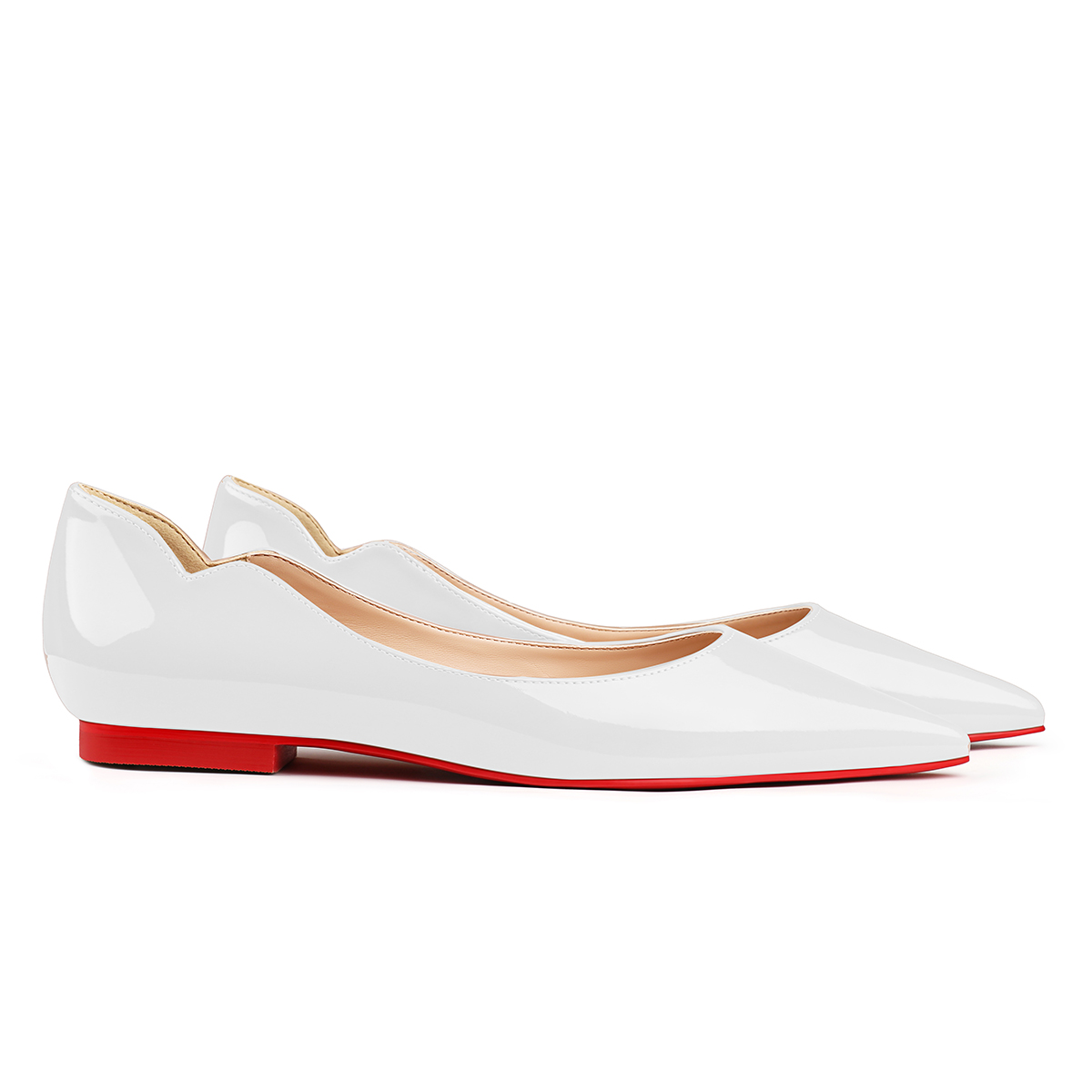 Women's Flats Pointed Toe Internal Increase Chunky Heels Red Bottom Kitten Heels Hot Chickita Daily Patent Pumps for Women-MERUMOTE