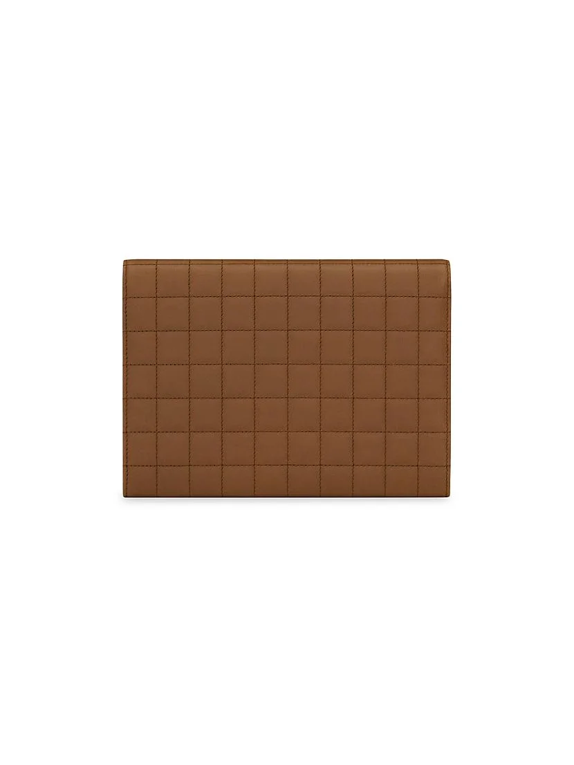 Saint Laurent Cassandre Matelass&eacute; Carr&eacute; Flap Pouch In Lambskin