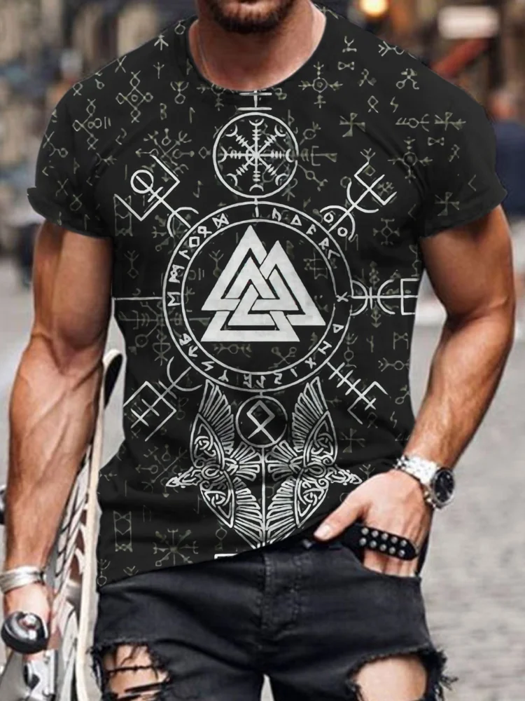 Comstylish Gothic Viking Runes Pattern Men's T-Shirt