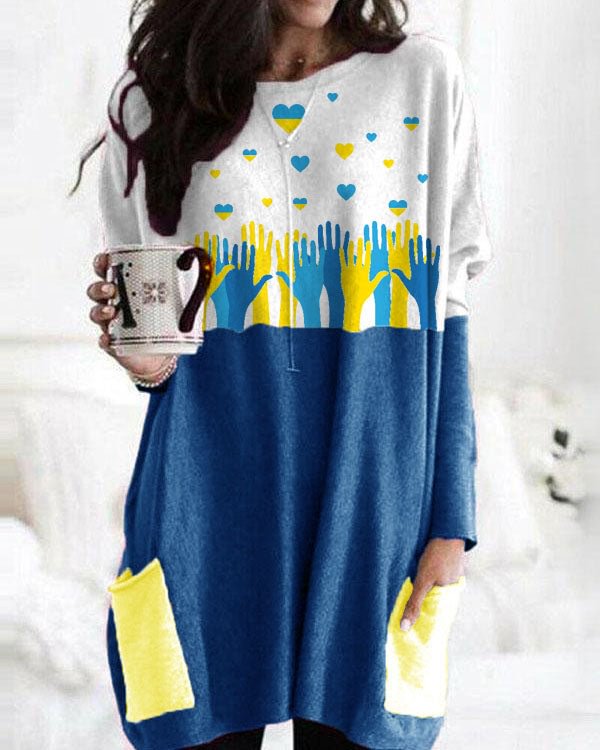 Together with Ukraine Crew Neck Long Sleeve Tops