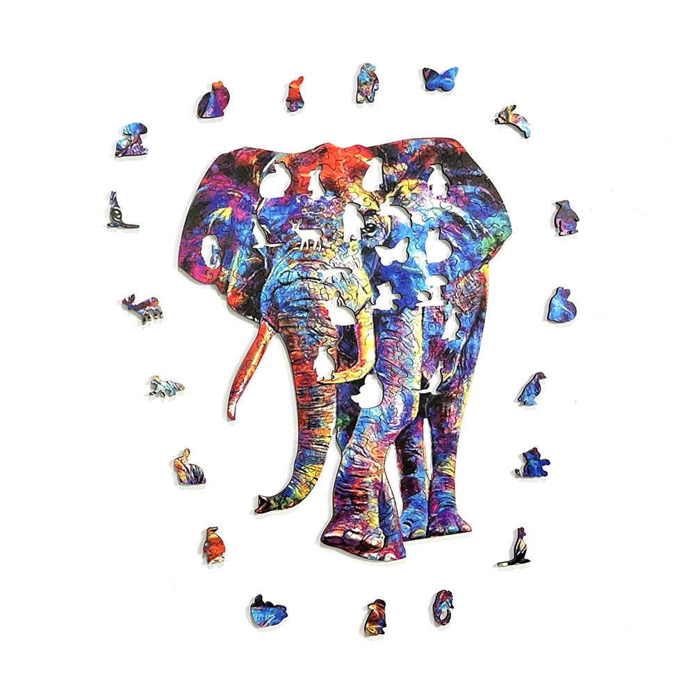 Quordle Puzzles ELEPHANT #T850 Small Laser Cut Wooden Puzzle 60-110 Pieces  NEW