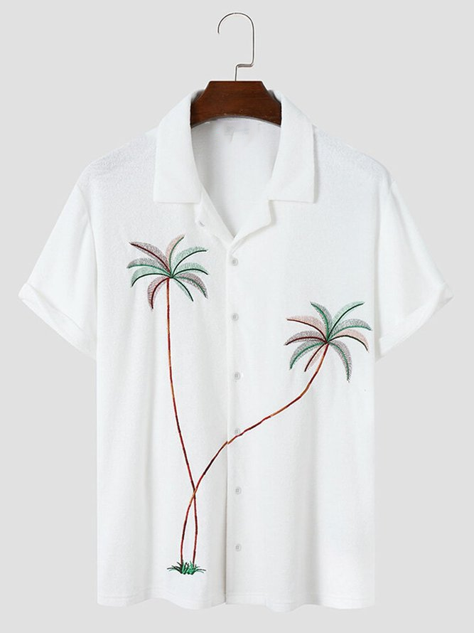 Men's Casual Coconut Print Short Sleeve Shirt